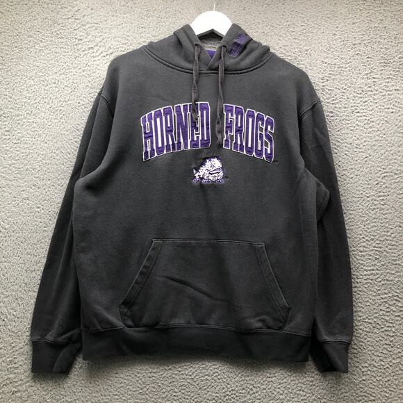 TCU Horned Frogs Sweatshirt Hoodie Mens Large Texas Christian University Black - Picture 1 of 10
